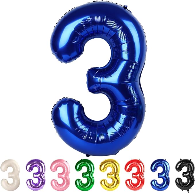 Navy Blue Number 3 Balloon 40In Birthday Decorations for 13 30 Girl Boy Women Men, Balloon Numbers Party Decorations for Gender Reveal Balloons Party Photo