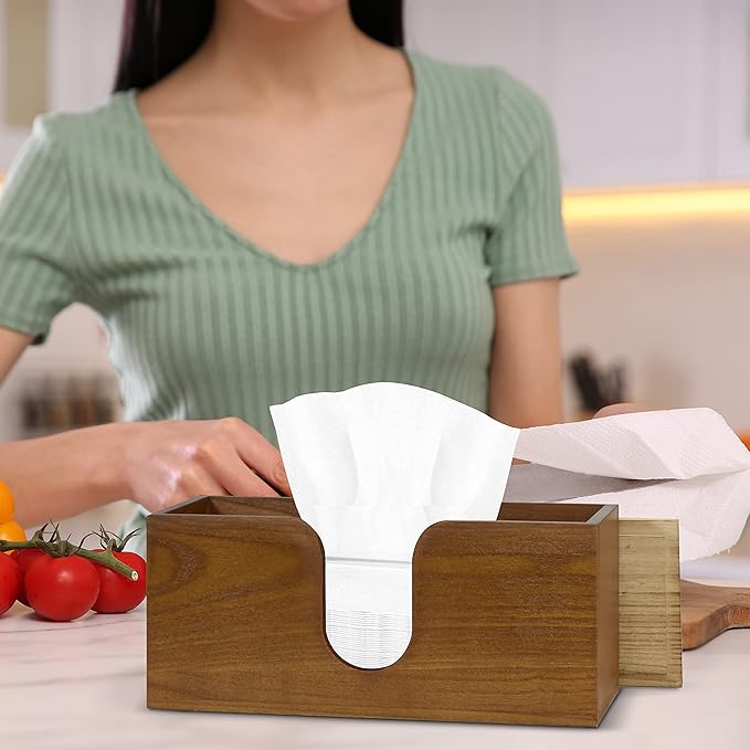 Solid Wood Paper Towel Dispenser Wall Mounted, Folded Paper Towel Holder with Lid, Commercial C-Fold, Z-Fold, Trifold Hand Paper Towel Holder Dispenser for Bathroom Kitchen Office