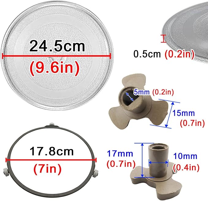 LIGUOYI Universals Microwave Turntable Glass Plate with 3 Fixtures, 0.5cm Thicke, 360° Microwave Glass Turntable Plate, Microwave Glass Tray Scratch-Resistants, High Temperature Resistants