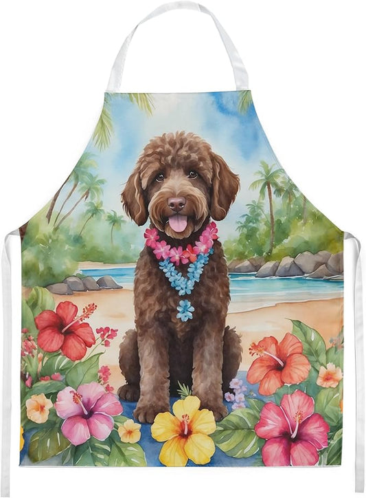 Caroline's Treasures Labradoodle Luau Apron Cooking Kitchen Server Baking Crafts Gardening for Adult Women Men, Unisex, Large, Multicolor