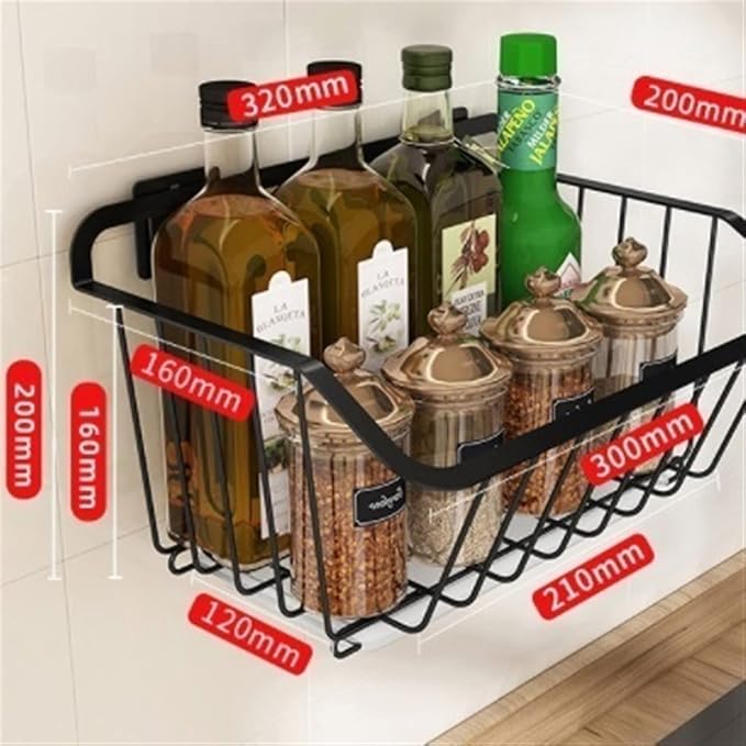 Kitchen Storage Rack Storage Basket Wall-mounted Kitchen Vegetable Punch-free Storage Rack Fruit And Vegetable Basket Drain Rack Storage Shelves ()