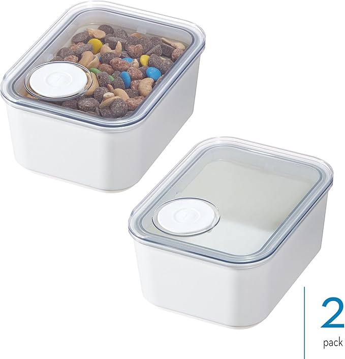 iDesign Small Airtight Kitchen Canister with Removable Pour Cap - Set of 2 - White