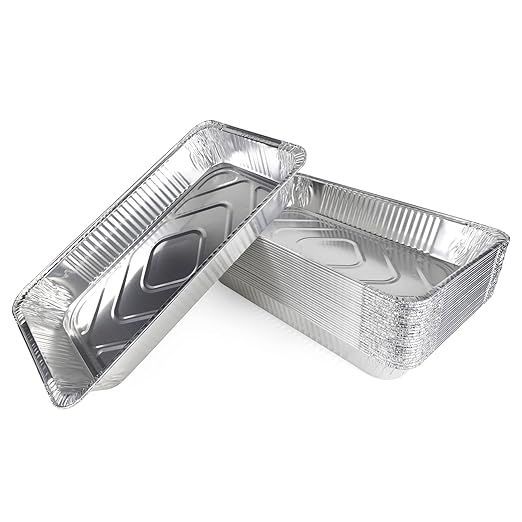 IDL Packaging Full Size Aluminum Steam Table Pans - Deep, 21" x 13" x 3" (pack of 25) - Disposable Foil Pan for Grilling, Roasting, BBQ, Cooking, Baking, Freezing
