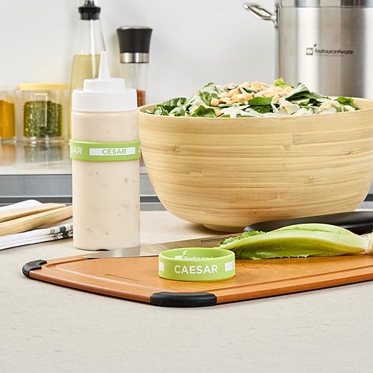 Restaurantware Silicone Squeeze Bottle Bands 1 Count 2.75 Inch Dishwasher Safe Condiment Identification Band, Caesar Green Non-Slip Label Band for Condiment Labeling at Restaurants, Food Trucks