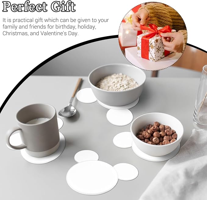 Funny Mouse Ears Coasters Non-Slip White Drink Coasters for Bars, Party, Office, Home Decor Tabletop Protection Birthday Wedding Housewarming Easter Gifts Ideas - Set of 4