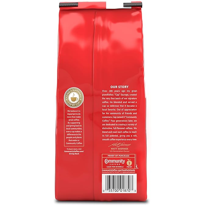 Community Coffee French Vanilla Flavored Ground Coffee, Medium Roast, 12 oz Bag (Pack of 2)