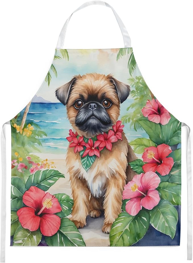 Caroline's Treasures Brussels Griffon Luau Apron Cooking Kitchen Server Baking Crafts Gardening for Adult Women Men, Unisex, Large, Multicolor
