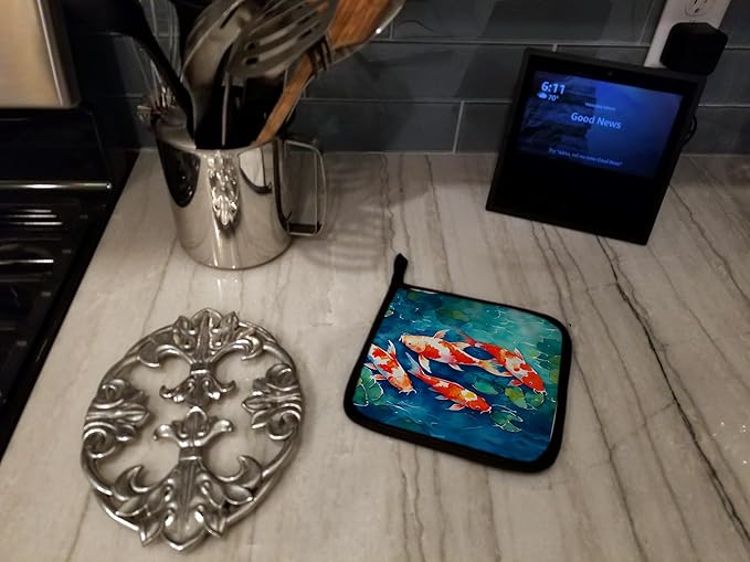 Caroline's Treasures Koi Fish Pair of Pot Holders Kitchen Heat Resistant Pot Holders Sets Oven Hot Pads for Cooking Baking BBQ, 7 1/2 x 7 1/2