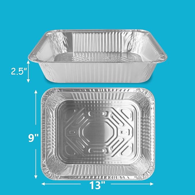 9x13 Thickened Aluminum Foil Pans With Lids, 20Pack Extra Deep Disposable Aluminum Pans for Roasting, Baking, Cooking, Food Prep, Chafing, Steam Table, Oven, Cake, and Party Catering.