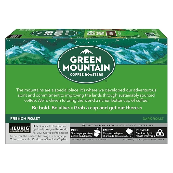 Green Mountain Coffee Roasters French Roast Keurig K-Cup Pods, Dark Roast Coffee, 60 Count (6 Packs of 10)
