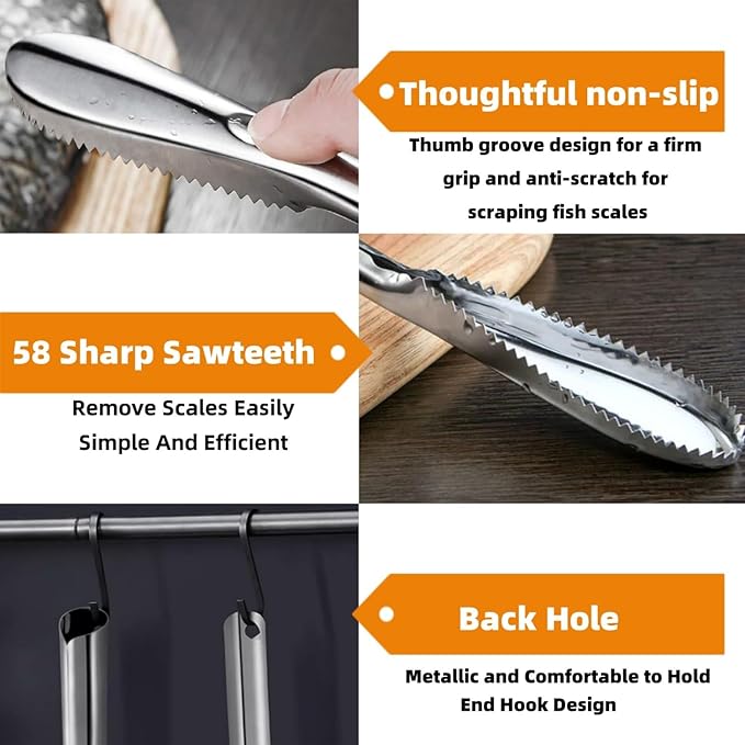 2Pcs Fish Scaler, Fish Scaler Remover for Quick & Easy Fish Scaling Cleaning, Fish Descaler Tool Fish Scraper Peeler Scraping, Reliable Fish Scraper Fish Cleaner Tool for Fish Scaling Cleaning