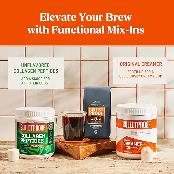 Bulletproof Original Medium Roast Ground Coffee,100% Arabica Coffee, Clean Coffee Tested for Toxins, Sustainably Sourced, 12 Ounces