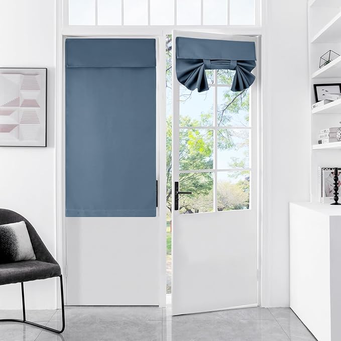 Stone Blue Blackout Curtain - Suitable for Doors & Windows, Insulated, 25W x 40L Inches, 1 Panel
