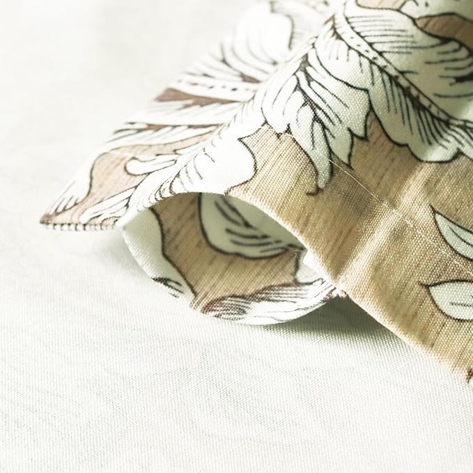 Leeva Vintage Floral Valance for Windows - Light Filtering Linen Textured Window Treatment with Rod Pocket, Farmhouse Decorative Curtain for Kitchen & Bedroom, 52" W x 12" L, 1 Panel
