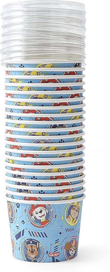 Glad for Kids PAW Patrol Paper Snack Bowls with Lids - Disposable Bowl for Snacks and Everyday Use with Core Pups Blue Pattern, 12 oz, 20 Count - 6 Pack