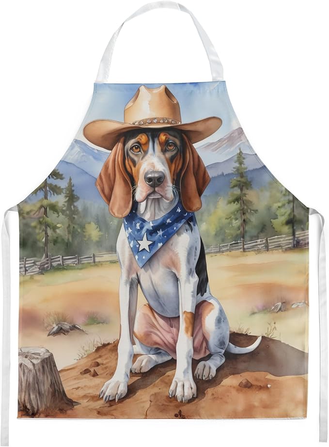 Caroline's Treasures American English Coonhound Cowboy Welcome Apron Cooking Kitchen Server Baking Crafts Gardening for Adult Women Men, Unisex, Large, Multicolor