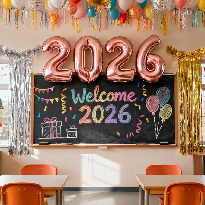Champagne Gold 2026 Balloons - 40 inch Number Balloon - Graduation Balloons for Class of 2026 Decorations - Congrats Grad Balloons for Graduation Decorations 2026 - Grad Party Decor Supplies