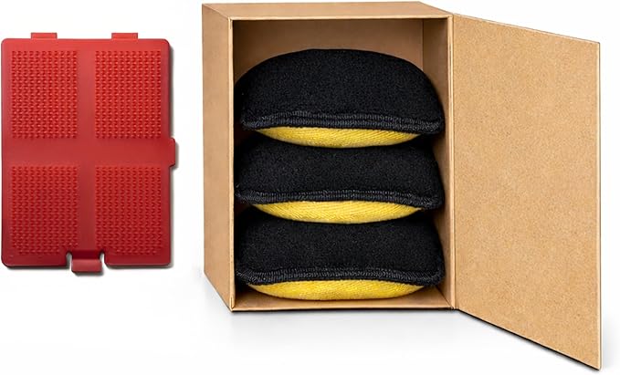 TheDOM Grill Brush Replacement Set - Bristle Free - One pad Holder and Three Aramid Fiber Pads (TheDOM Grill Brush Replacement Set - 3 Cleaning Pads)