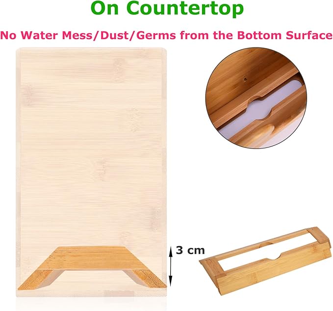 Cozee Bay Bamboo Paper Towel Dispenser, Paper Towel Holder for Kitchen Bathroom Toilet of Home and Commercial, Wall Mount or Countertop for Multifold, C Fold, Z fold, Trifold Hand Towels