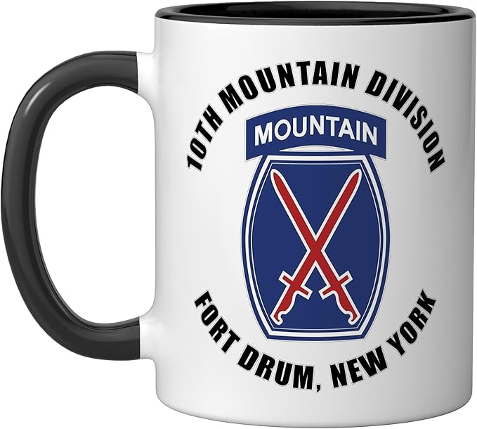 10th Mountain Division Fort Drum New York Veteran Ceramic Mug, Black/White