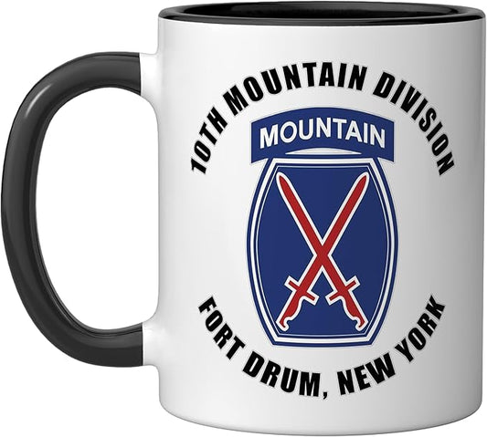 10th Mountain Division Fort Drum New York Veteran Ceramic Mug, Black/White