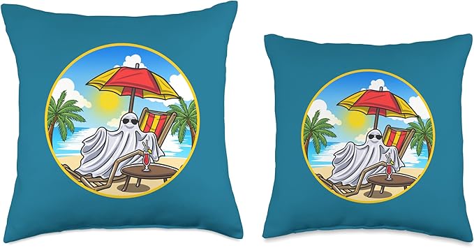 Cute Sheet Ghost Aesthetic Goth Beach Gothic Summer Ocean Throw Pillow