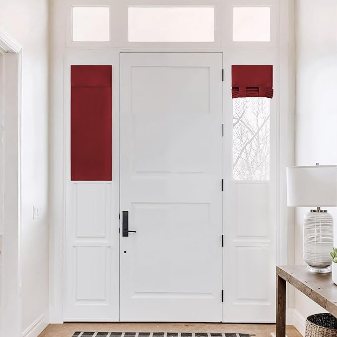 NICETOWN Small Door Curtains for Windows, Sidelight French Door Curtain for Home Office Front Back Glass Window, Thermal Insulated Covering for Christmas, (1 Panel, W12 X L40, Burgundy Red)