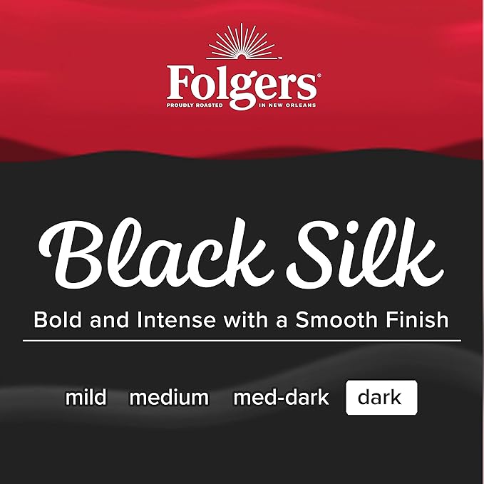 Folgers Black Silk, Dark Roast Coffee, Keurig K-Cup Pods, 32 Count Boxes (Pack of 4)