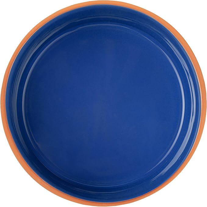 Restaurantware-Terra Tek 68 Ounce Terracotta Cazuelas, 2 Blue Glazed Clay Pots For Cooking - Oven-Ready, Microwavable, Terracotta Serving Pots, Dishwashable, For Cooking And Serving
