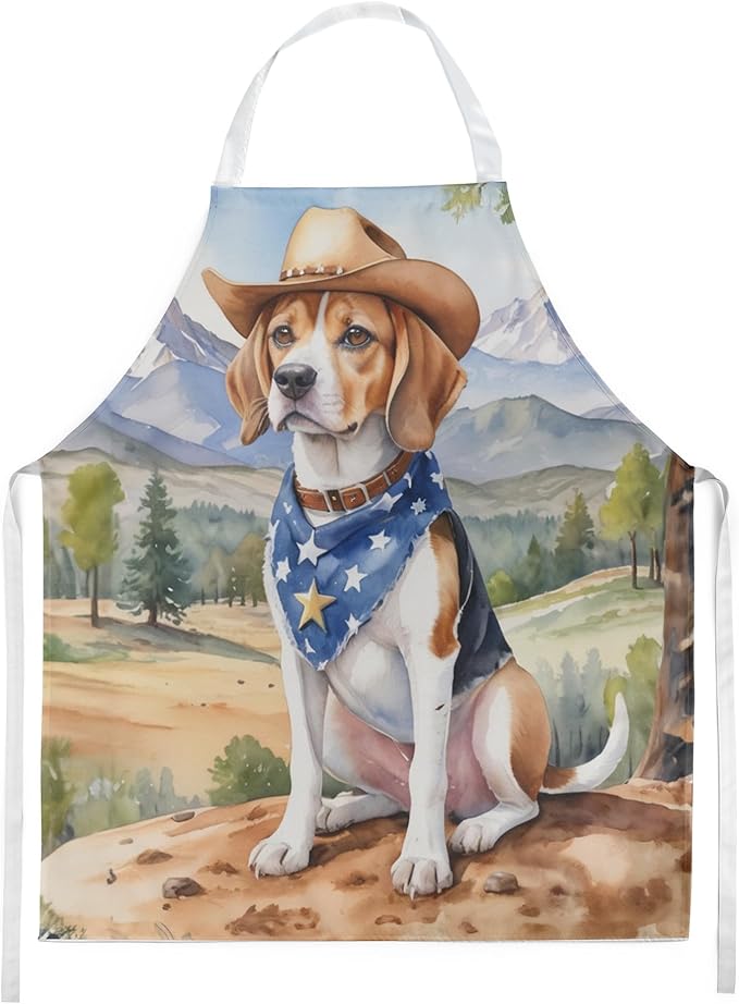 Caroline's Treasures Beagle Cowboy Welcome Apron Cooking Kitchen Server Baking Crafts Gardening for Adult Women Men, Unisex, Large, Multicolor