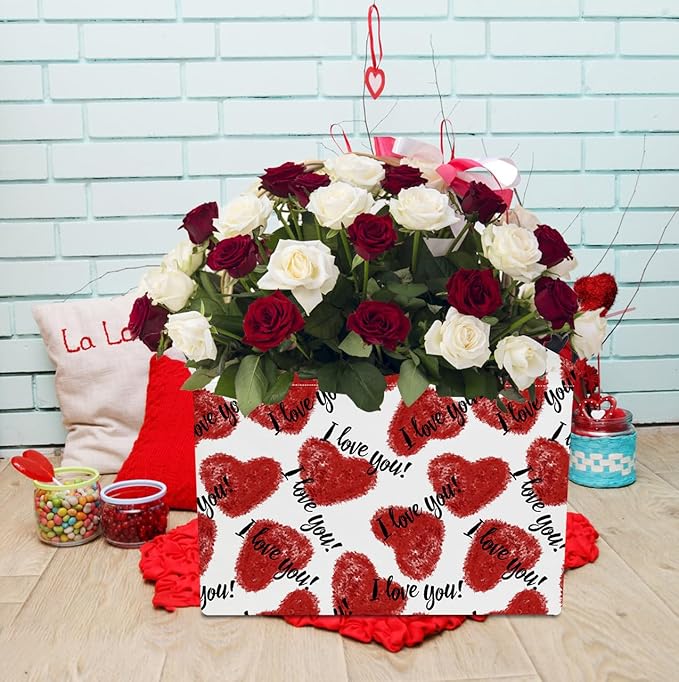 NTAOHAMPER Mothers Day Gifts Love Heart Fabric Storage Basket Empty with Handles, Books Box, Baby Shower Baptism Lovely Storage24L(Love Heart)