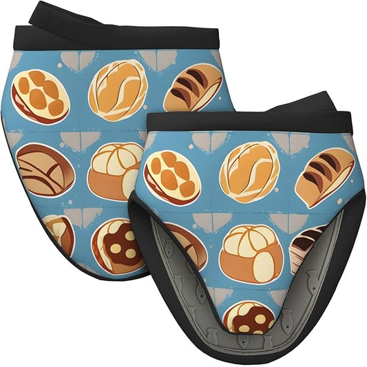 2 Pcs Mini Silicone Oven Mitts Bread and Cakes Heat Resistant Grill Gloves with Hanging Loop, Little Kitchen Mittens for Cooking Baking BBQ