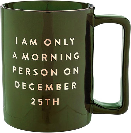 Santa Barbara Design Studio Holiday Ceramic Mug with Gold Foil Detail, 16-Ounces, Morning Person