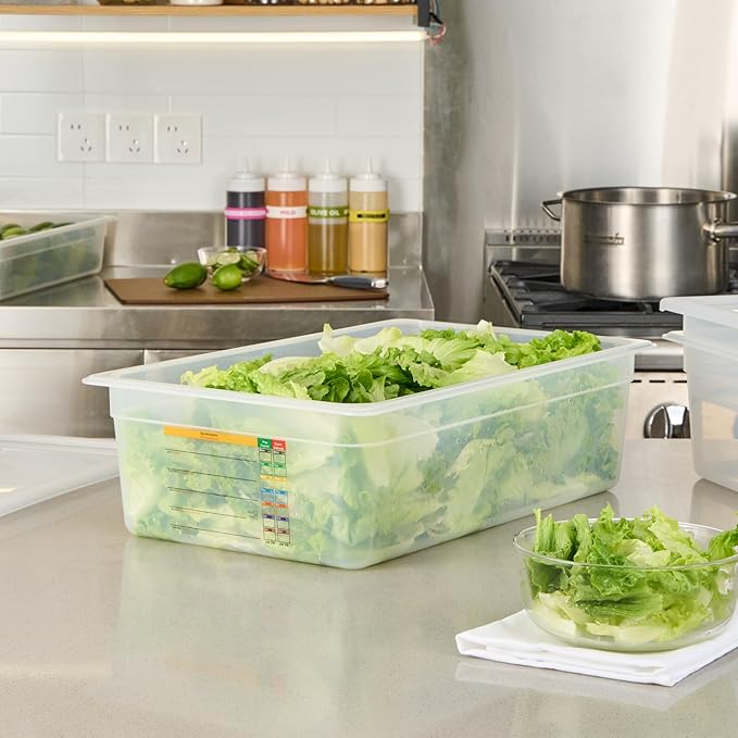 Restaurantware Food Storage Container 10 Pack of 20.7 x 12.6 x 5.9 Inches Plastic Stackable Storage Box White Reusable Label Container Dishwasher Safe For Restaurants And Kitchens