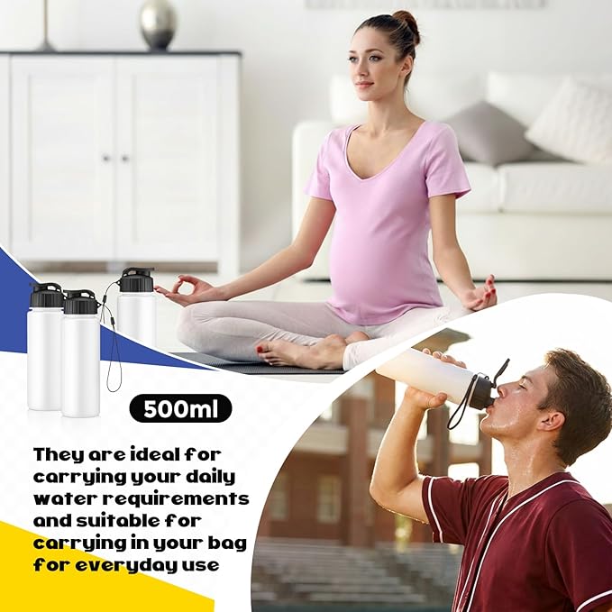 Mifoci 20 Pieces Water Bottle Bulk 17 oz Plastic Water Bottles Bulk Gym Sports Adults Reusable Large Bottles with Leak Proof Flip Top for Party Outdoor (Solid White)