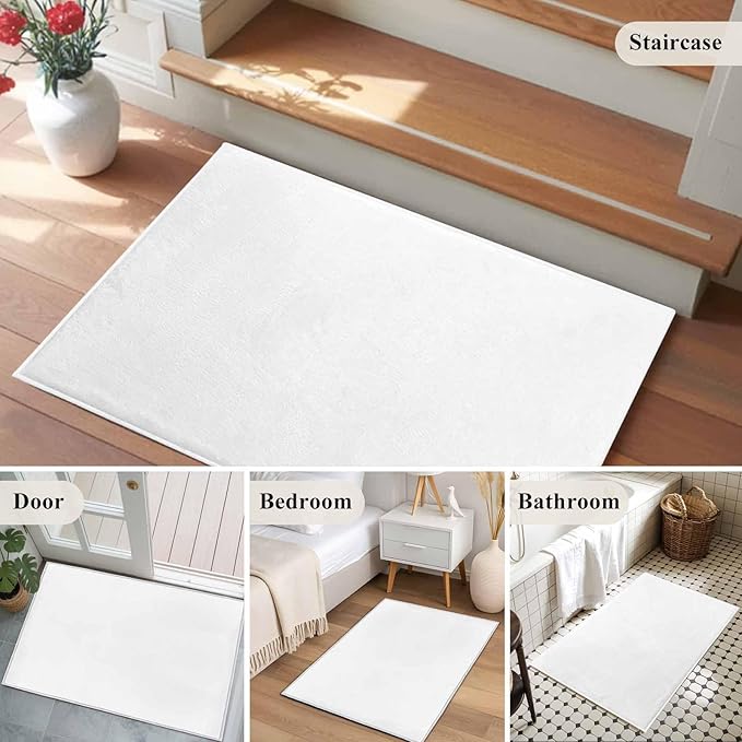 Area Rug 2x3ft, Pure White Washable Rugs for Living Room Bedroom, Minimalist Solid Color Soft Non-Slip Area Rugs Rectangle Floor Carpet for Dining Room