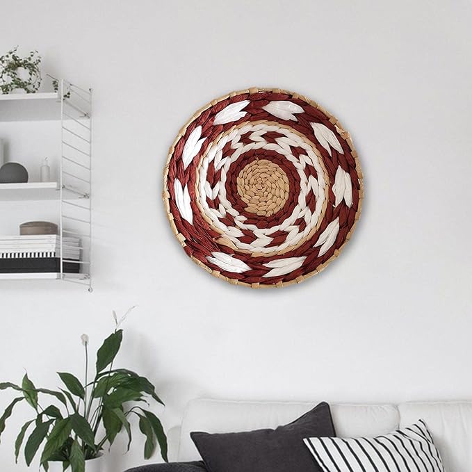 Woven Decor, Hanging Baskets Unique Tapestry for Hallway Bedroom Living Room Home Decorations (Red 30cm)
