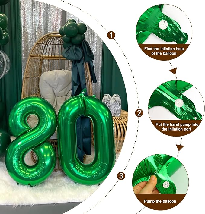Dark Green 4 Balloon Number for 4th Birthday Decorations, 40 Inch Big Number Balloons for 4 14 40 Anniversaries Celebration Graduation Wedding