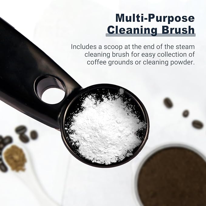 Coffee Machines Steam Cleaning Brush,Featuring a Scoop-Shaped end and Removable Heat-Resistant Brush Head, Steam Wand Descaling and Cleaning Tool Suitable for Espresso Machines