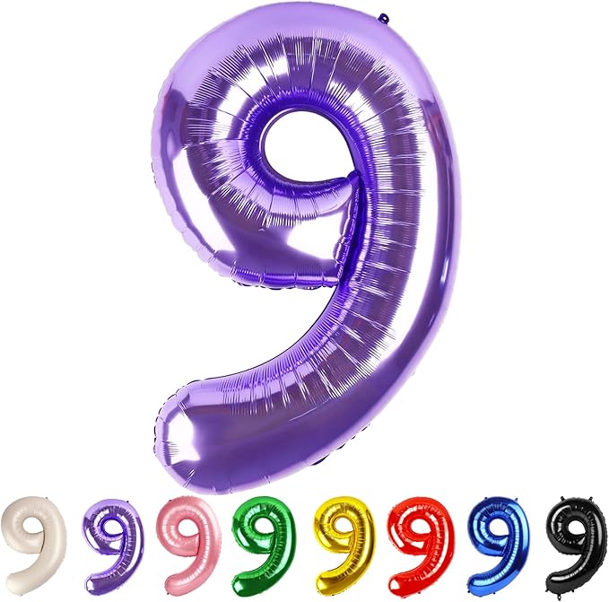 Numbers 9 Balloons Purple Party Decorations for Women Men, 40 In Big Balloons for Engagement, Wedding, Celebration Party, Graduations, Photo Shoot