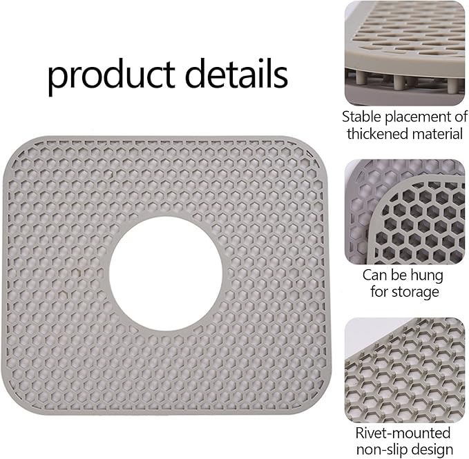 Drain Stopper, Kitchen Sink Protector Mat Silicone Sink Mat Drain Pad Sink Divider Mat Accessories
