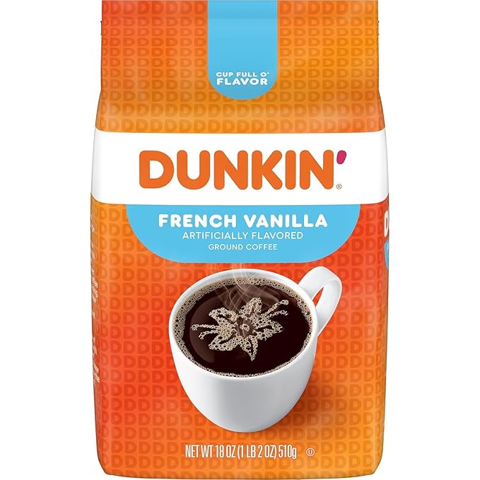 Dunkin' French Vanilla Flavored Ground Coffee, 18 Ounce (Packaging May Vary)