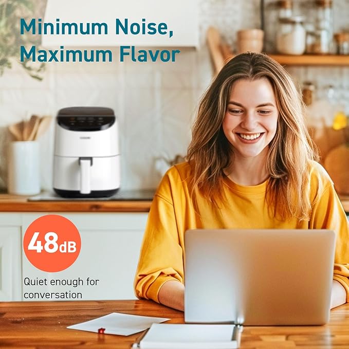 Cosori Small Air Fryer Oven 2.1 Qt, 4-in-1 Mini Airfryer, Bake, Roast, Reheat, Space-saving & Low-noise, Nonstick and Dishwasher Safe Basket, 30 In-App Recipes, Sticker with 6 Reference Guides, White