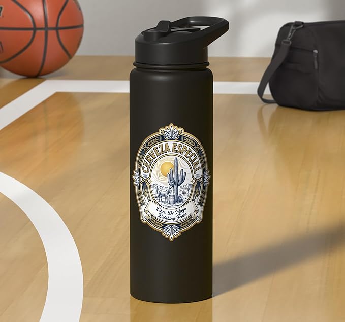 Beer Label Cerveza Cinco De Mayo Drinking Team Stainless Steel Insulated Water Bottle