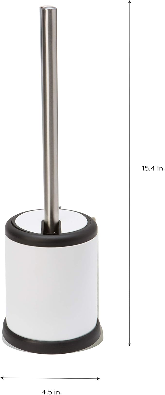 Bath Bliss Toilet Brush and Holder | Self Closing Lid | 360 Degree Brush Head | Bathroom Cleaning | Compact Size | Storage and Organization | White