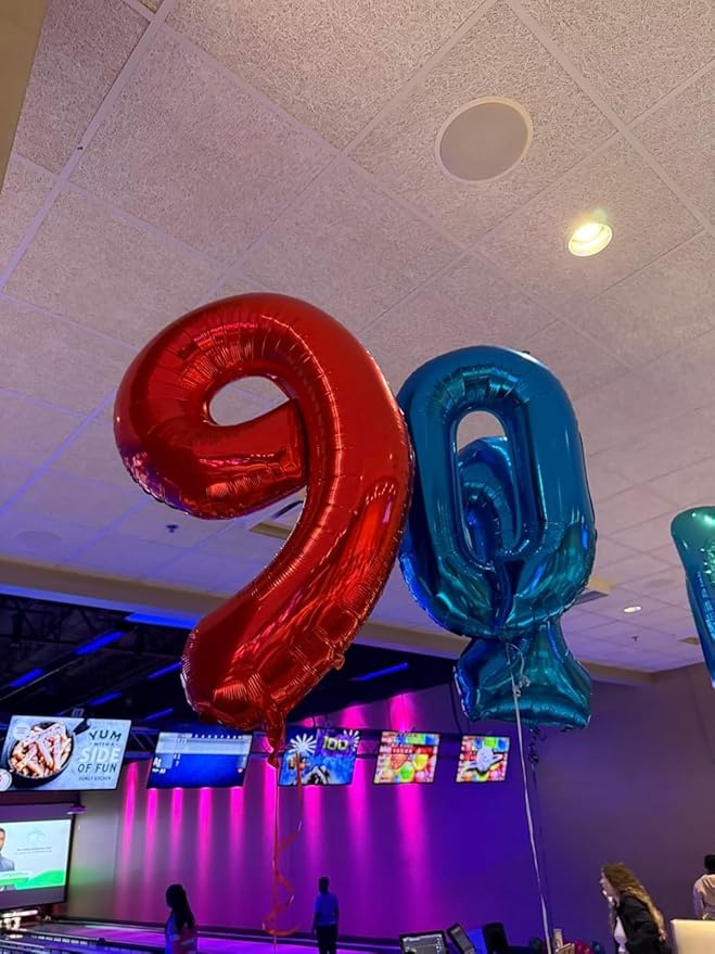 9Th Birthday Decorations 9 Number Balloons, Happy Birthday Decoration for 9th, Red Balloon Numbers 40 Inch for Girls Boys Women Men Engagement, Bridal Shower Party