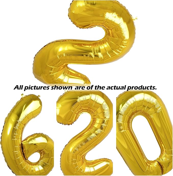 40 Inch 2026 Pack of 4 Gold Big Helium Foil Balloon Numbers Large Mylar Number for Christmas New Year's Eve Party Graduation Birthday