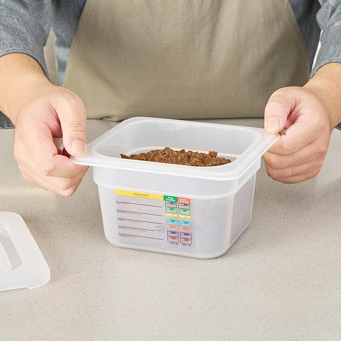 Restaurantware Food Storage Container 10 Pack of 6.8 x 4.2 x 3.9 Inches Plastic Stackable Storage Box White Reusable Label Container Dishwasher Safe For Restaurants And Kitchens