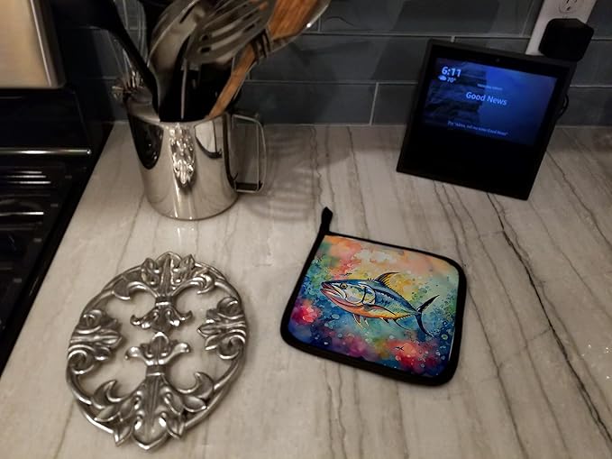 Caroline's Treasures Yellowfin Tuna Pair of Pot Holders Kitchen Heat Resistant Pot Holders Sets Oven Hot Pads for Cooking Baking BBQ, 7 1/2 x 7 1/2