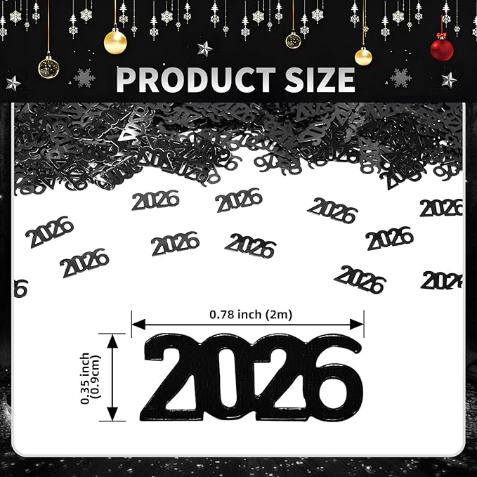 200 Pcs New Year 2026 Confetti, Gold 2026 Table Shiny Confetti Glitter for Happy New Year Decorations 2026 New Years Eve Table Decorations